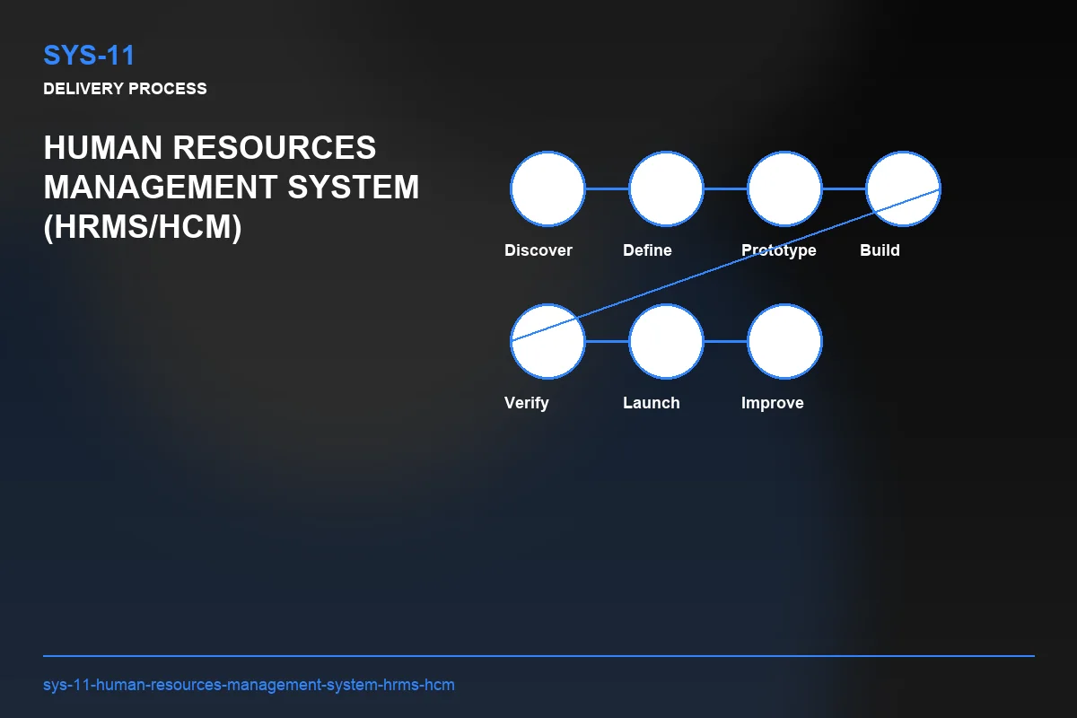 Process visual for Human Resources Management System (HRMS/HCM)