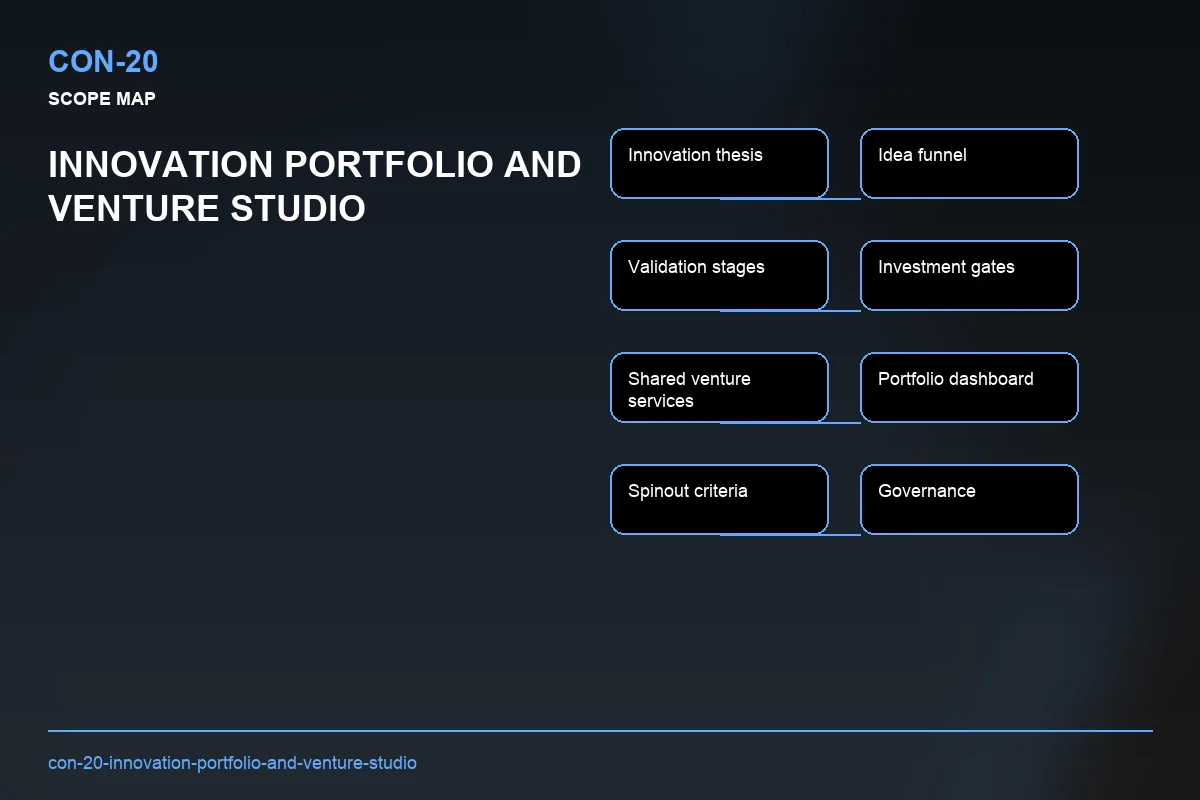 Scope visual for Innovation Portfolio and Venture Studio