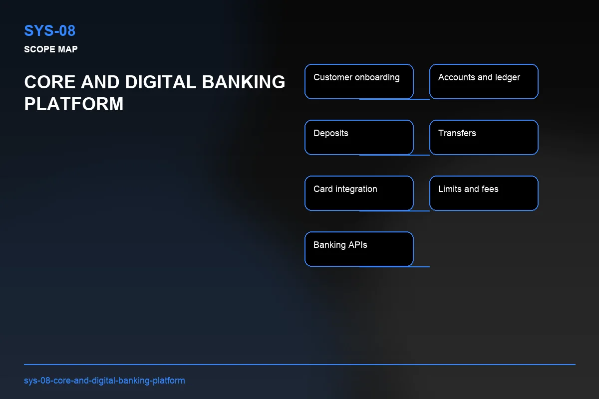 Scope visual for Core and Digital Banking Platform