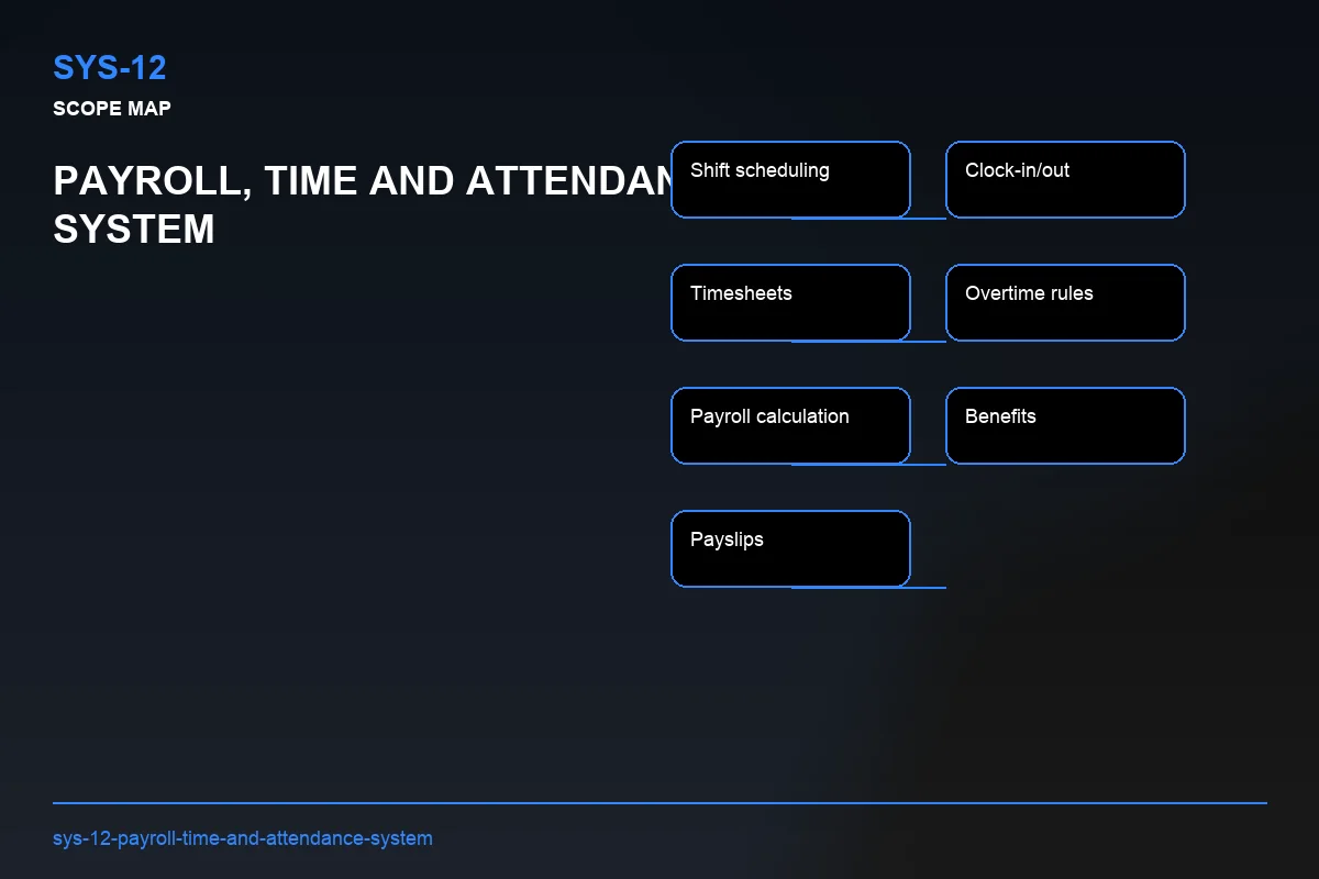 Scope visual for Payroll, Time and Attendance System