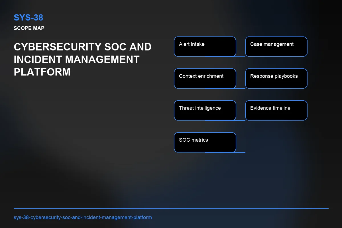 Scope visual for Cybersecurity SOC and Incident Management Platform
