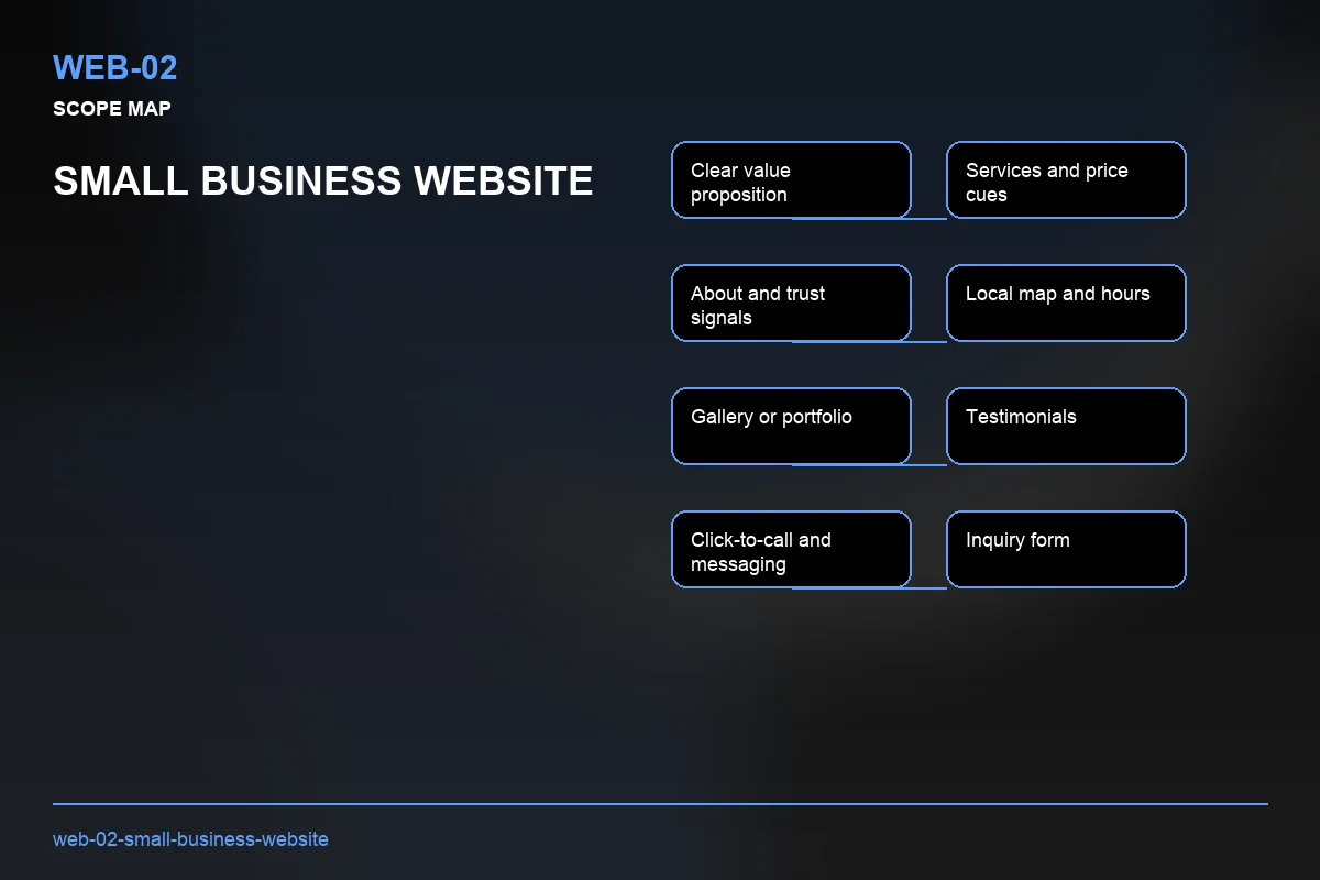 Scope visual for Small Business Website