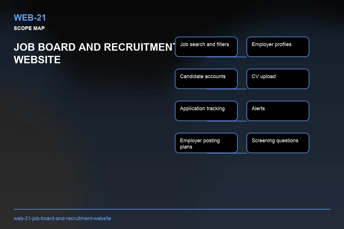 Scope visual for Job Board and Recruitment Website