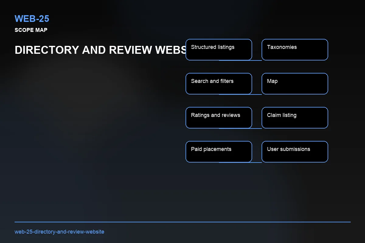 Scope visual for Directory and Review Website